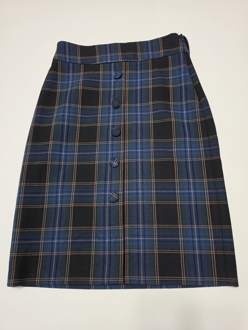 Anthropologie Maeve Bernadette Button-Front Preppy Plaid Academia Midi Skirt 6 - Picture 2 of 6
